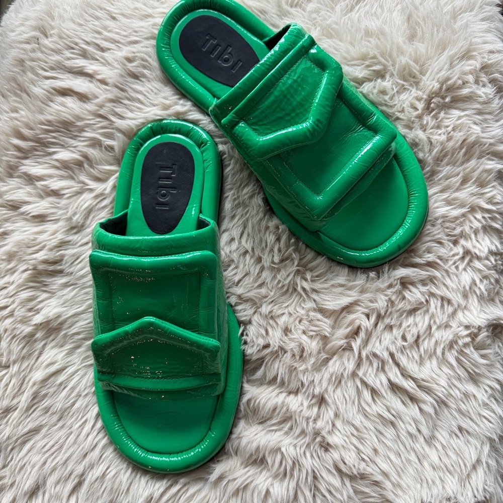 Tibi Beryen Naplack Sandal/ Slides, Sz 37 - Picture 1 of 8